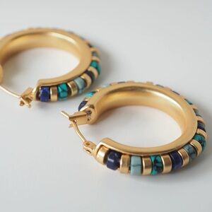 Turquoise Hand Made Hoop Earrings